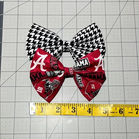 Alabama Crimson Tide Kids Hair Bow Set - Black and Red - Picture 2 of 4